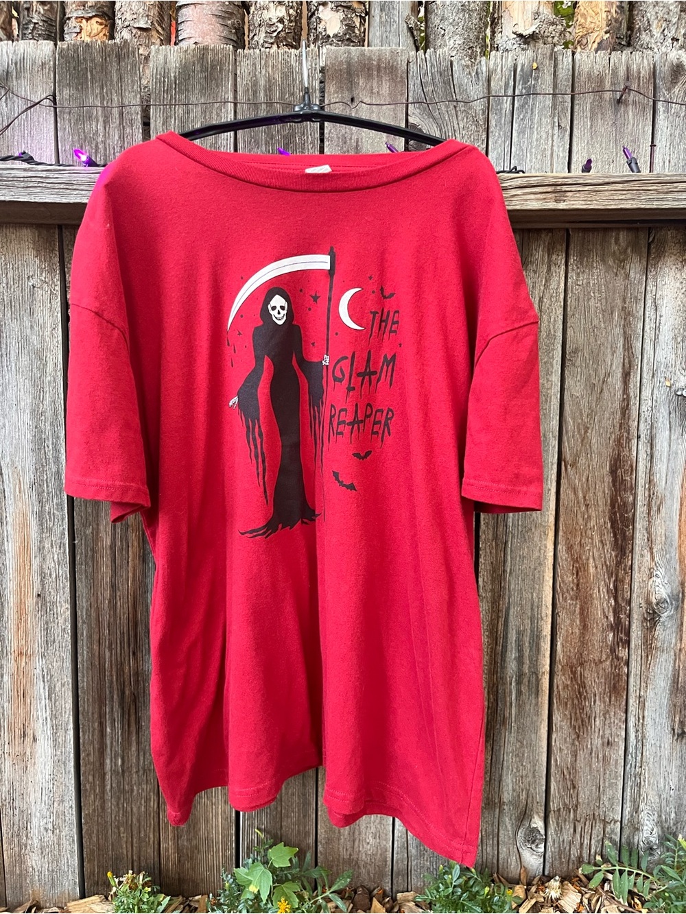 Red 'The Glam Reaper' Graphic Goth Tee